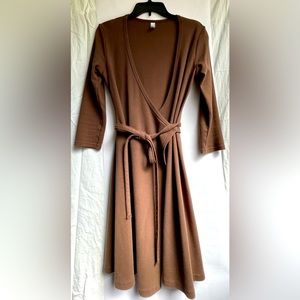 American Apparel chocolate brown wrap dress, size large